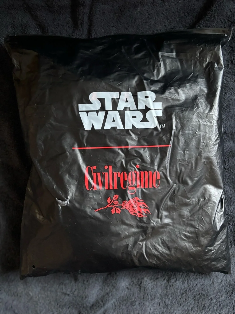 Star Wars Black Tag with White Logo and Red Accents
